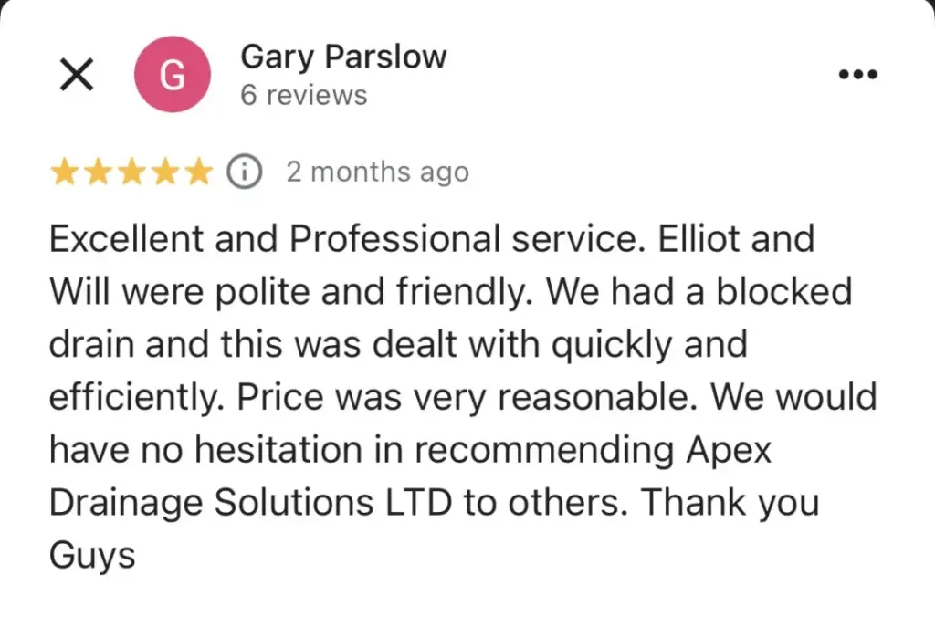 Apex Drainage Solutions Ltd Customer Review 01